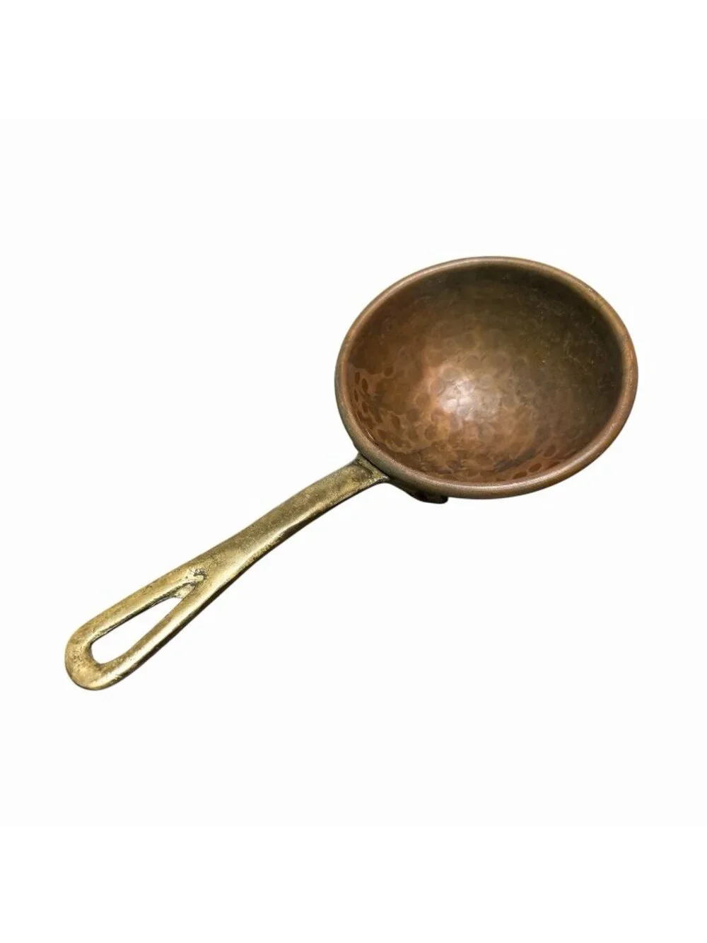 Vintage Hammered Copper Serving Ladle Brass Handle 11”